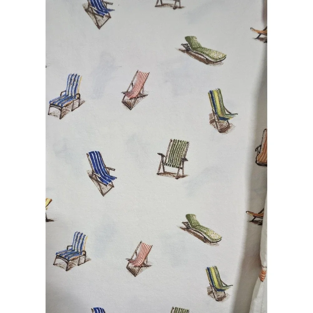 Tommy Bahama Queen Flat Sheet & Standard Pillowcase Beach Chair Print Cotton